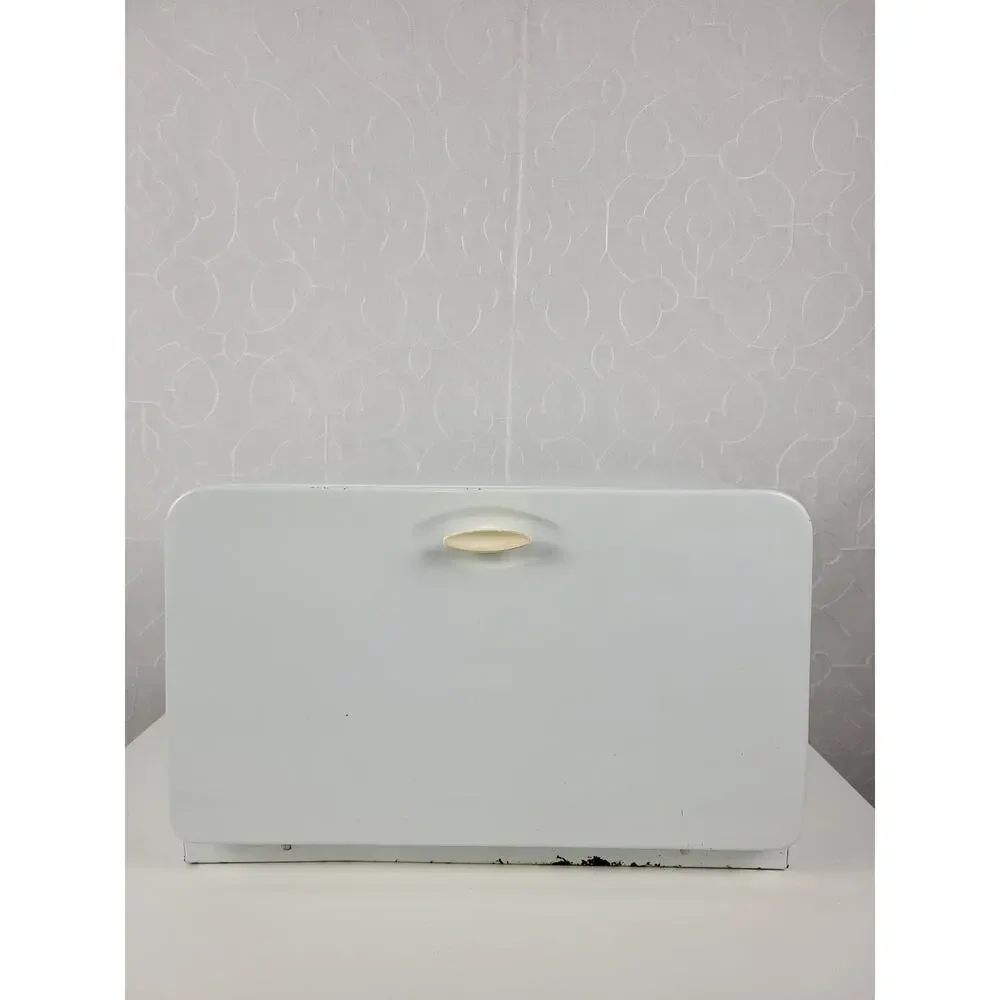 Vintage KCO Canada Bread Box White MCM Metal Retro Kitchen Storage Countertop